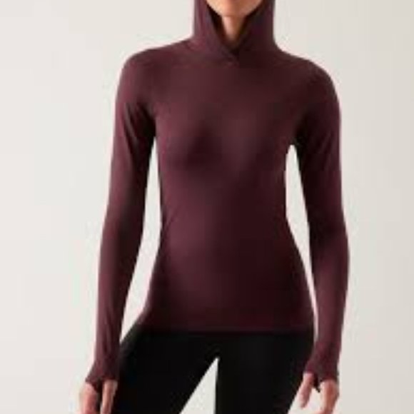NWT Athleta Momentum Seamless Hoodie, Spiced Cabernet, Small - Picture 2 of 14